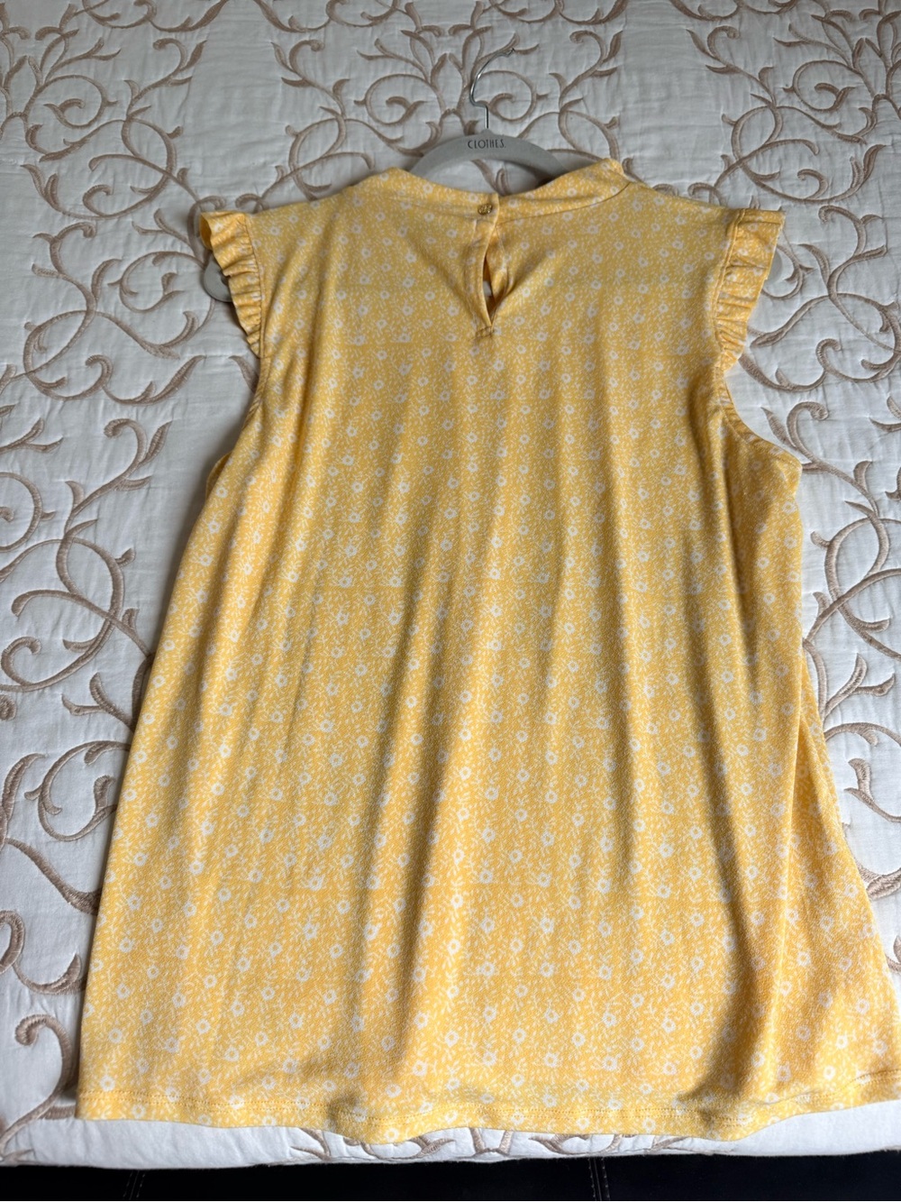 Adrianna Papell Yellow Floral Ruffle Cap-Sleeve Tunic Top